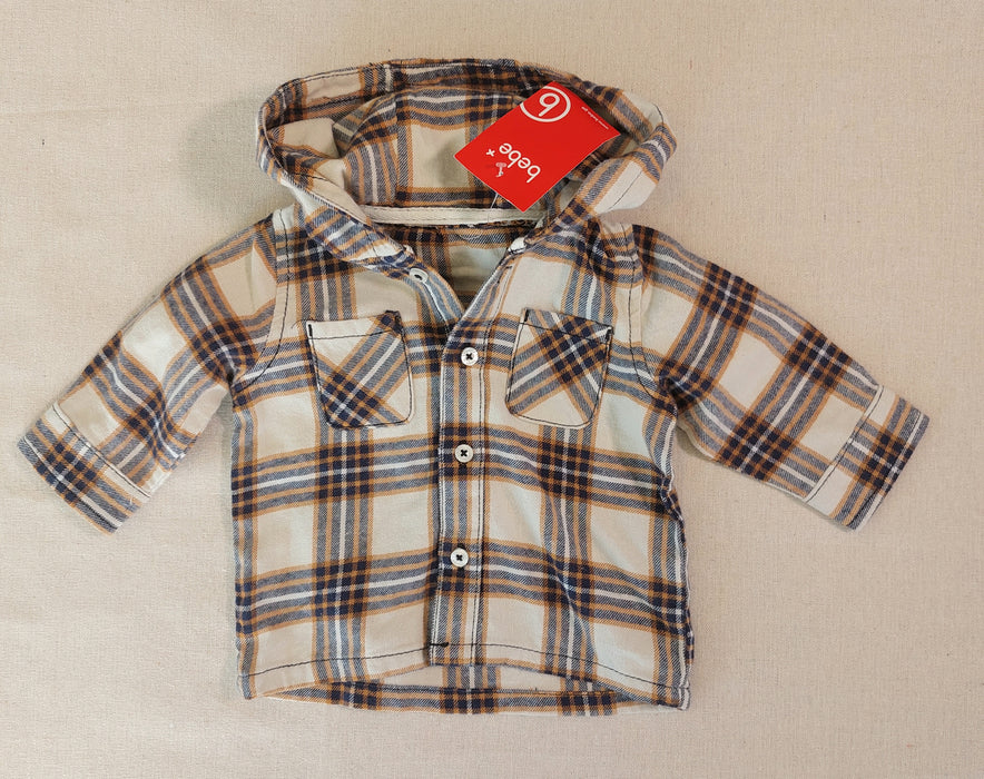 BEBE Hooded Checked Shirt