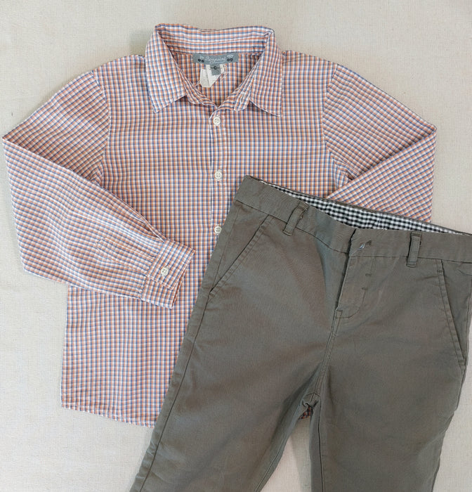 BONPOINT Tangui shirt with pointed collar and plaid poplin