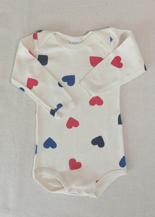 PETIT BATEAU Babies'heart patterned long-sleeved bodysuit