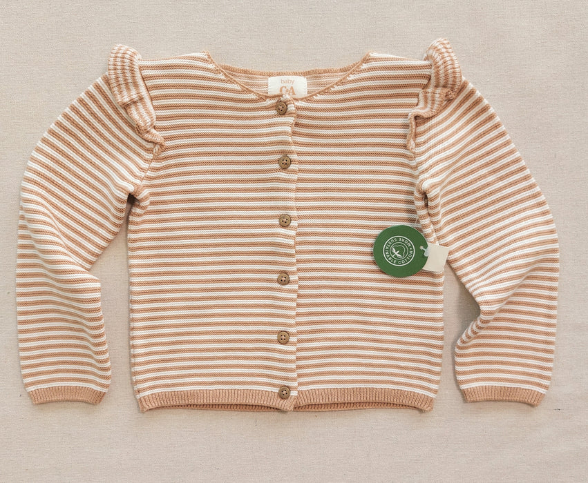 C&A Striped Cardigan with Ruffled Shoulders