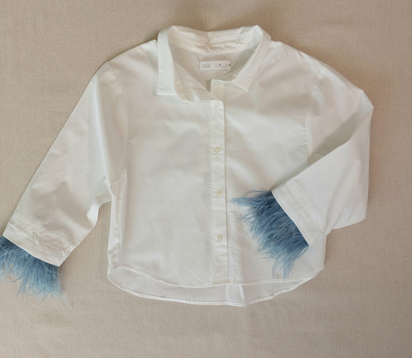 ZARA Short shirt with feather sleeves
