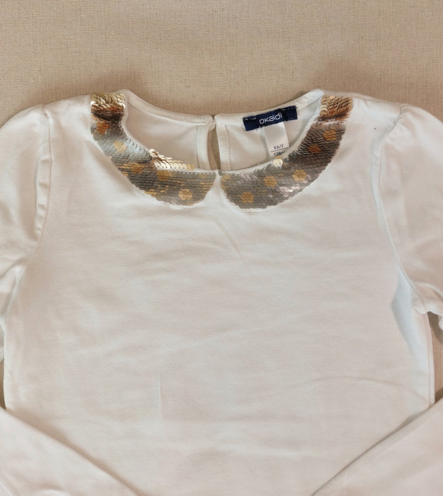 OKAIDI T-shirt with faux sequin collar