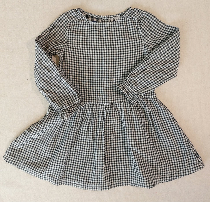 OKAIDI Black and white gingham dress with silver trim