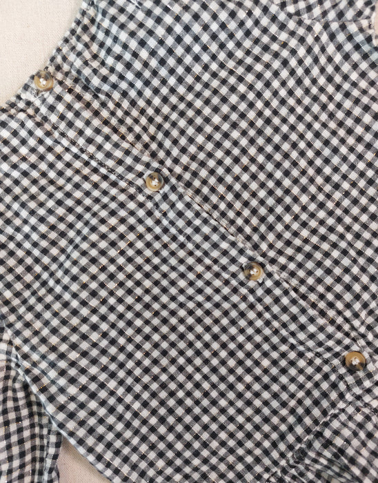 OKAIDI Black and white gingham dress with silver trim