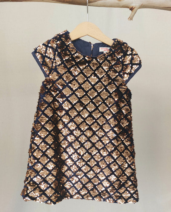 DPAM Navy velvet dress with gold sequins