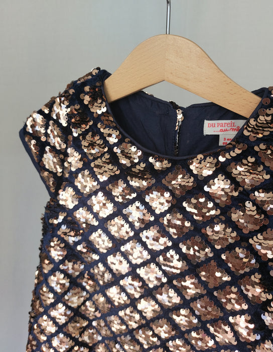 DPAM Navy velvet dress with gold sequins