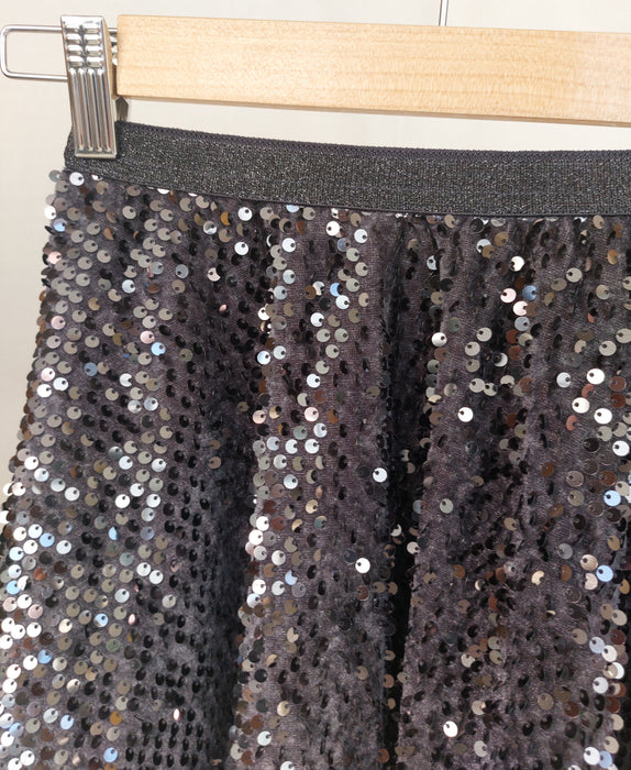DPAM Black flared sequin skirt