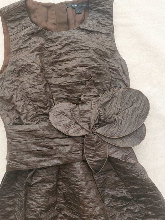 MARC JACOBS Luxury Textured dress with floral belt