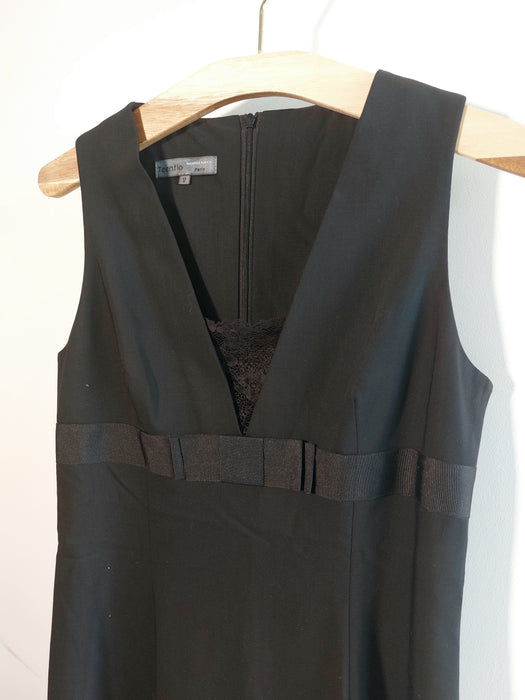 TEENFLO Black straight evening dress with lace inserts