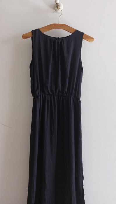 ZARA Black long flowy dress with side slits and chiffon back inserts
