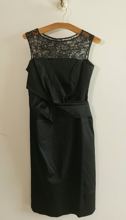 ANNA MEYER PARIS Black long draped dress in satin and lace