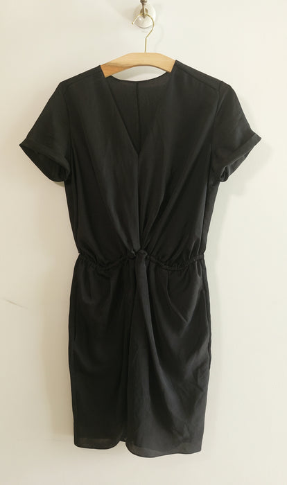 Black draped midi dress