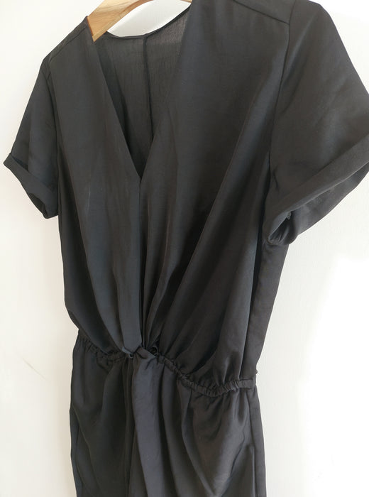 Black draped midi dress