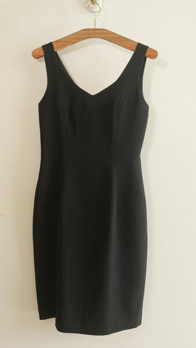 Black straight midi dress with wide straps