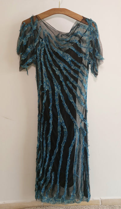 ANTIK BATIK Luxury Black tulle dress embroidered with silk and pearls