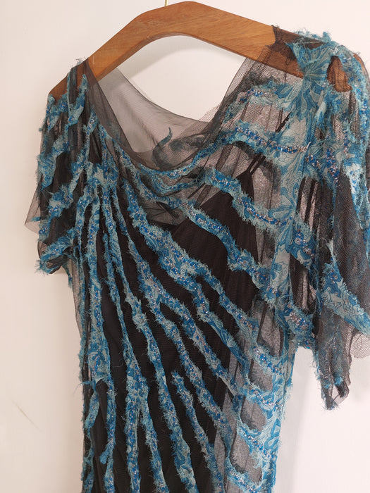 ANTIK BATIK Luxury Black tulle dress embroidered with silk and pearls