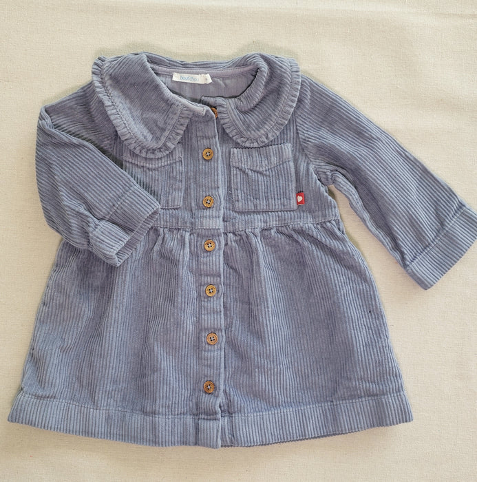 BOUT'CHOU Lavender blue corduroy baby dress with Peter Pan collar