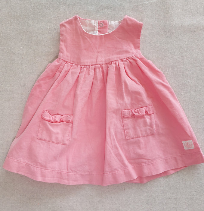 PETIT BATEAU Sleeveless pink corduroy baby dress