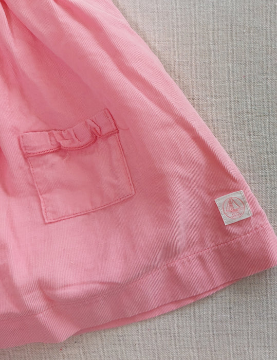 PETIT BATEAU Sleeveless pink corduroy baby dress