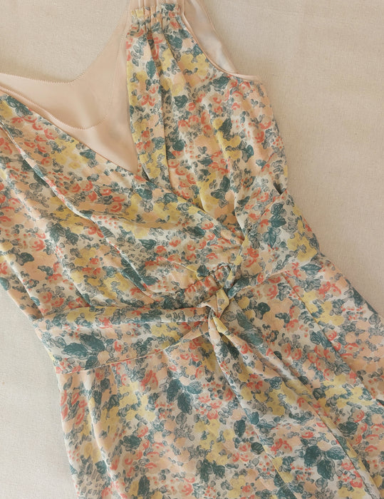 COMPTOIR DES COTONNIERS Silk floral wrap dress