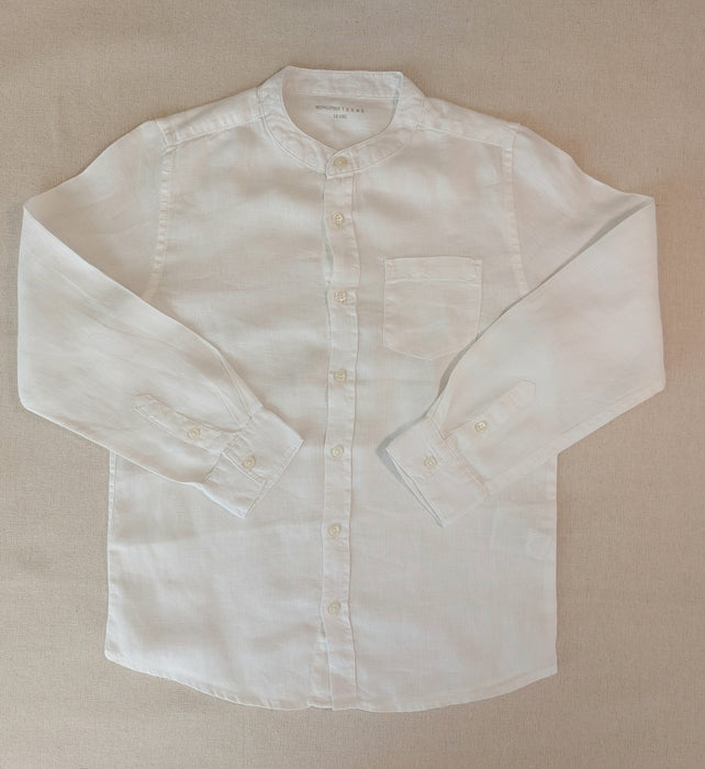 MONOPRIX TEENS Boys’ white linen mandarin collar shirt
