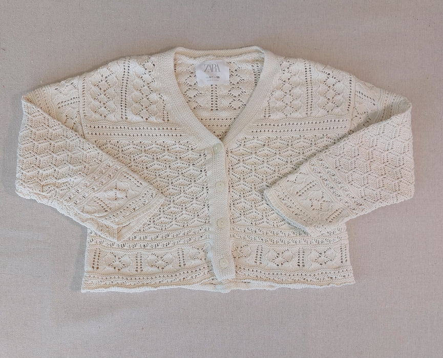 ZARA Girls’ ivory crochet knit cardigan