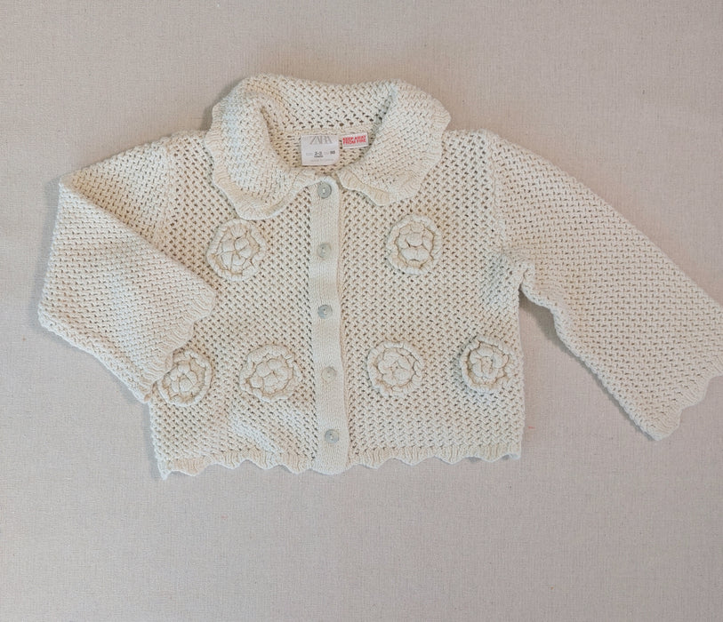 ZARA Baby girls’ embroidered crochet knit cardigan