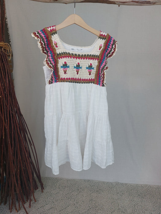 ZARA Girls’ white dress with crochet insert