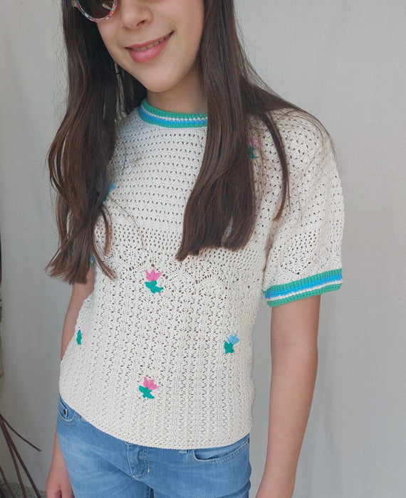 ZARA Girls’ embroidered crochet T-shirt