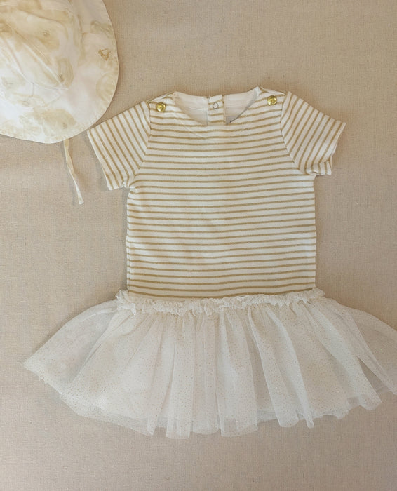 PETIT BATEAU Baby short-sleeved cotton and tulle dress