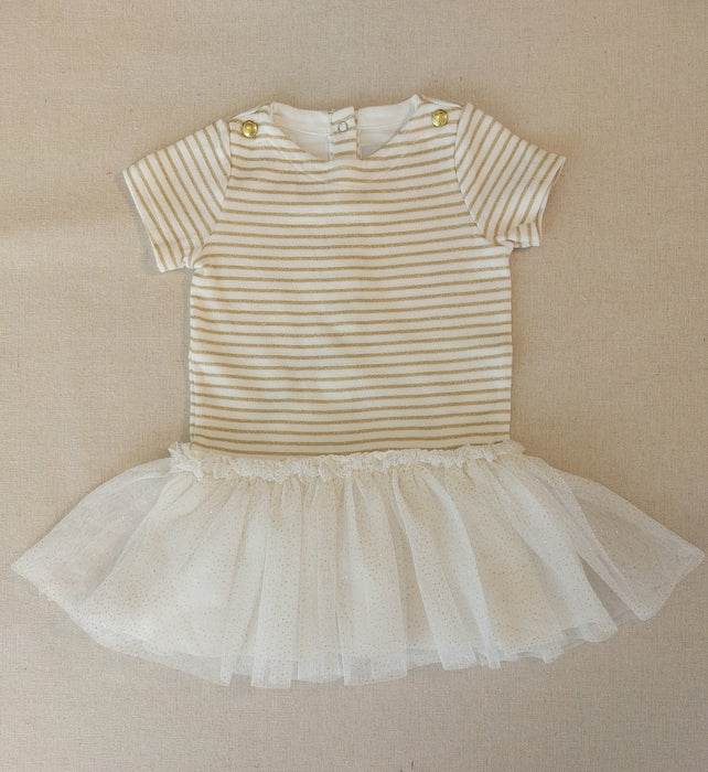 PETIT BATEAU Baby short-sleeved cotton and tulle dress