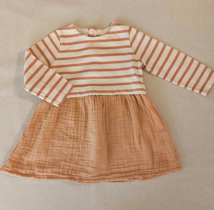 PETIT BATEAU Striped dress in tubular cotton textured fabric