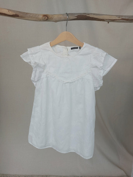IKKS Girls’ white dress with lace and embroidery details