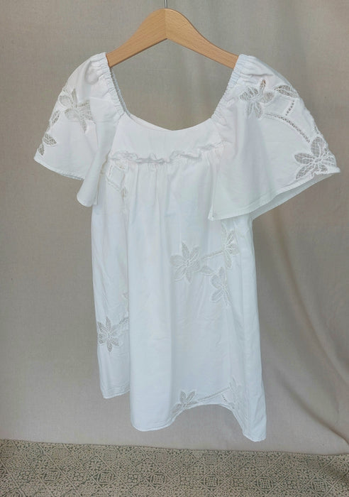 ZARA Girls’ white dress with lace inserts