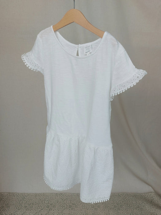 CARREMENT BEAU Girls’ white mixed-fabric dress in jersey and lace