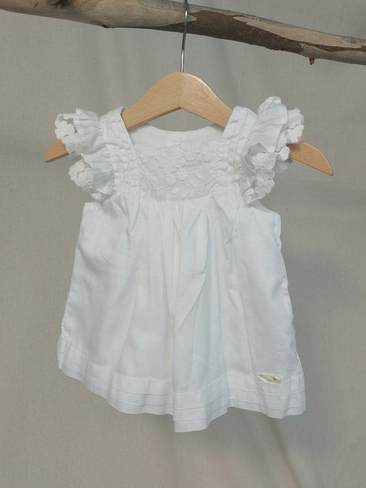 MAYORAL White baby dress with lace inserts