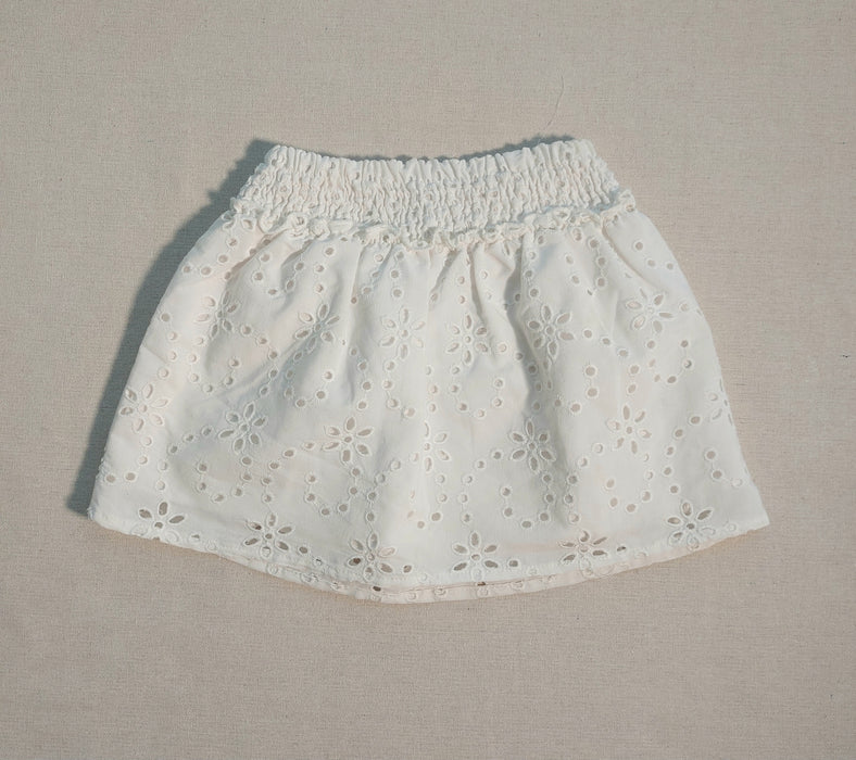 ZARA White English embroidery lace mini skirt