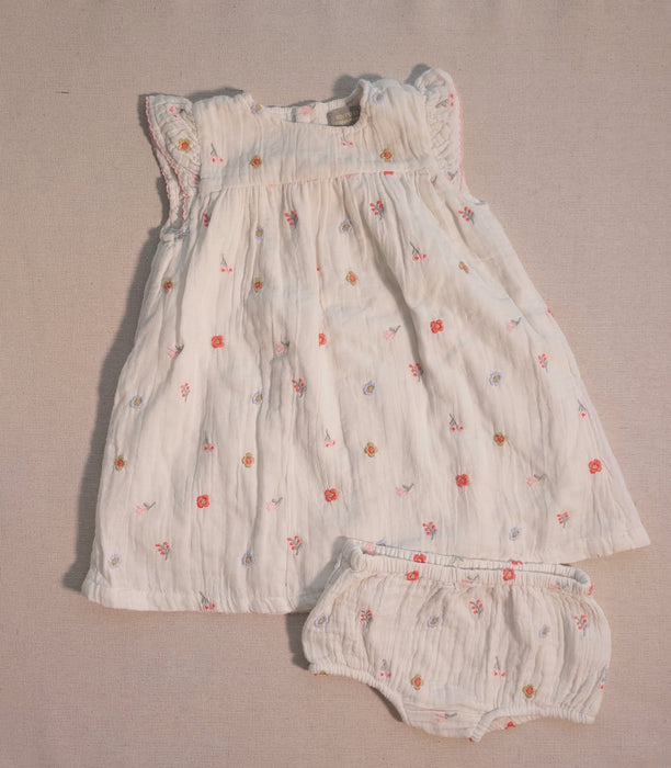 BOUT'CHOU White baby dress with floral embroidery