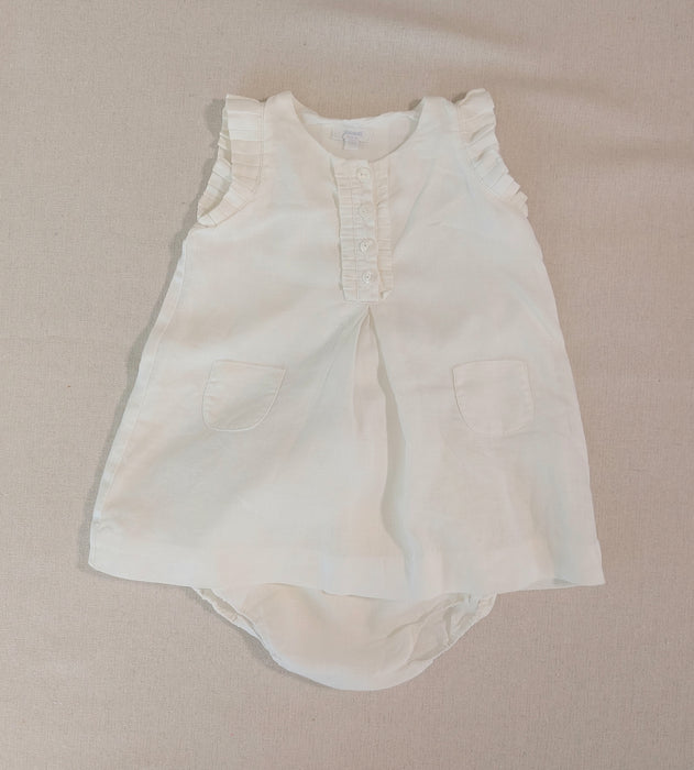 JACADI White linen baby girl dress