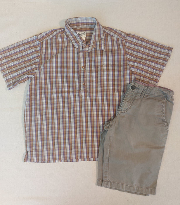 BONPOINT Short-sleeve checked poplin shirt