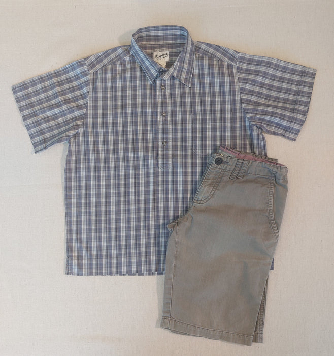 BONPOINT Short-sleeve checked poplin shirt