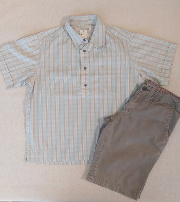 BONPOINT Short-sleeve checked poplin shirt