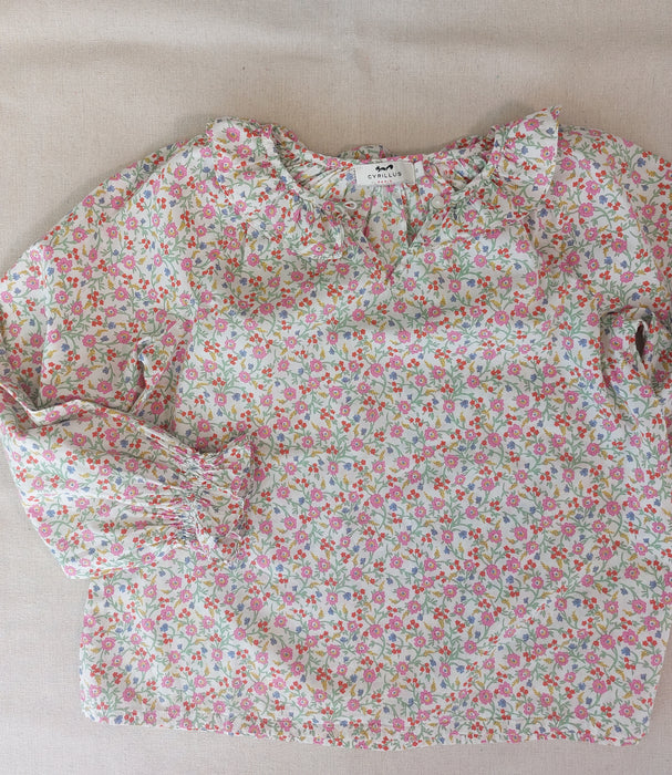 CYRILLUS Girl Outfit - Fancy Knit Cardigan & Liberty Blouse