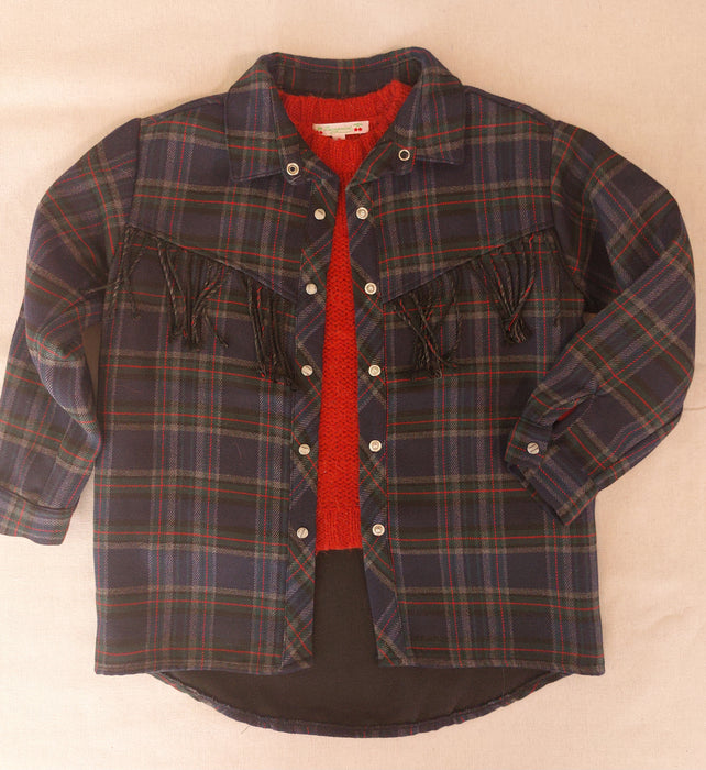 ZARA Girl Checked Overshirt with Fringed Trim