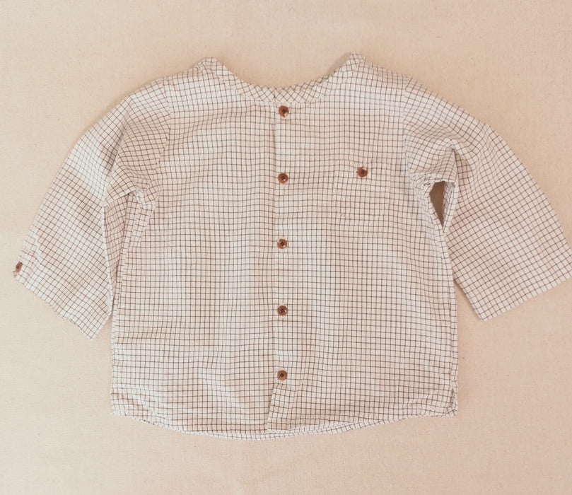 JACADI Baby Boy Outfit - Soft Flannel Pants & Plaid Shirt