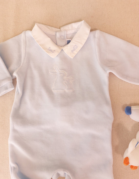 JACADI Baby Boy Gift Set – Velvet Pyjamas with Poplin Collar & Seagull Rattle