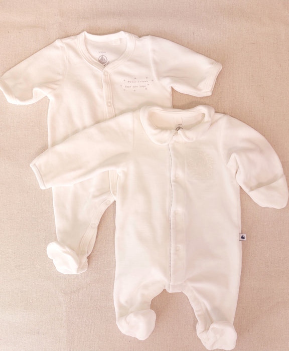 PETIT BATEAU Newborn Set - 2 Velour Pyjamas
