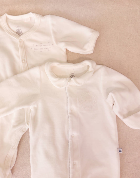 PETIT BATEAU Newborn Set - 2 Velour Pyjamas