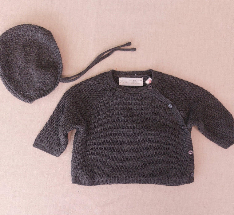 ZARA Newborn Set - Knit Cardigan & Bonnet