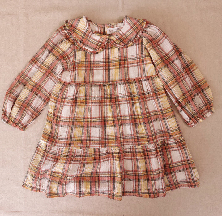 ZARA Girls’ Checked Dress with Peter Pan Collar